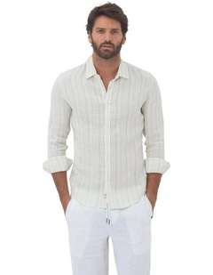 Miami Long Sleeves Linen Shirt in Aqua