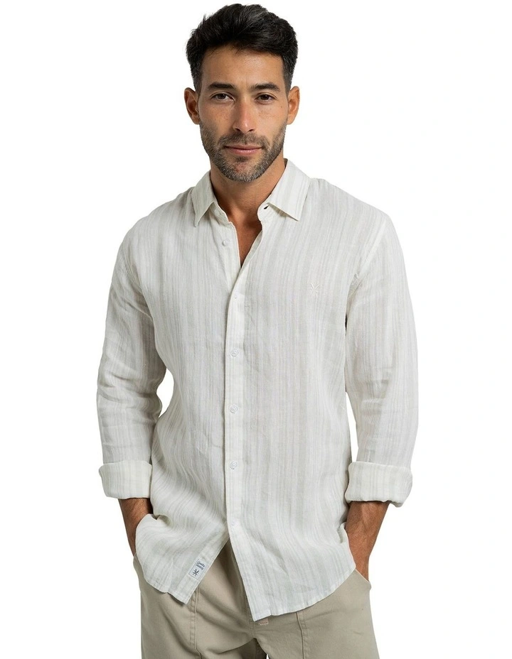 Miami Long Sleeves Linen Shirt in Aqua image 1