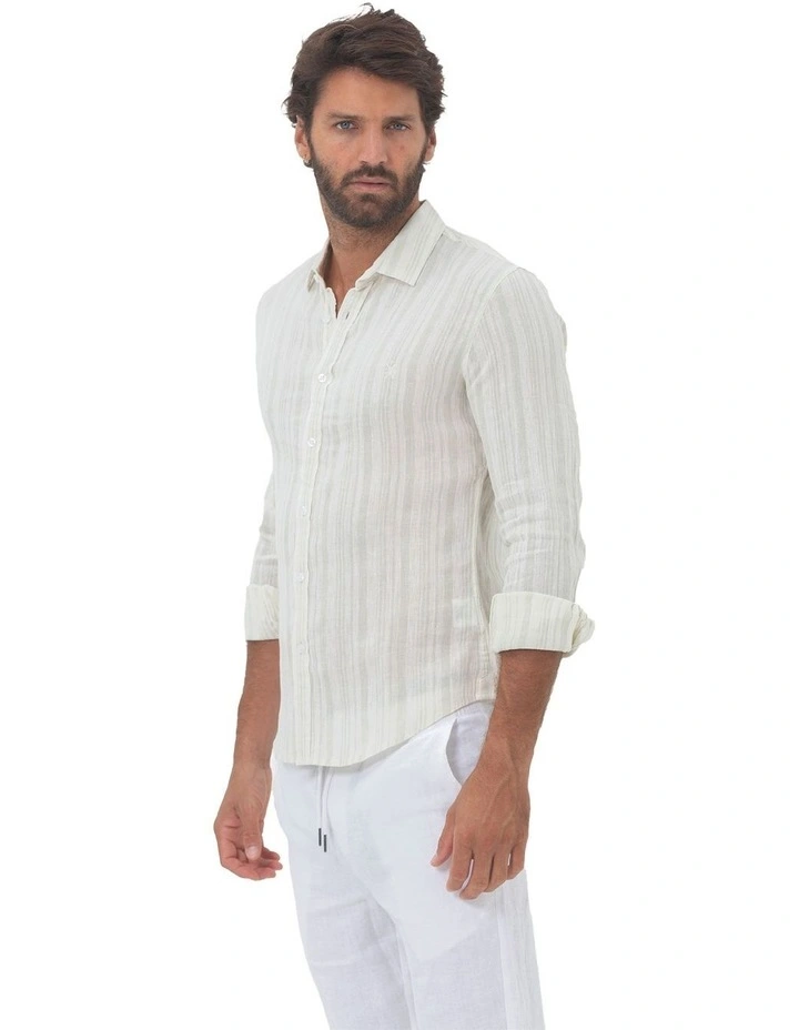 Miami Long Sleeves Linen Shirt in Aqua image 3