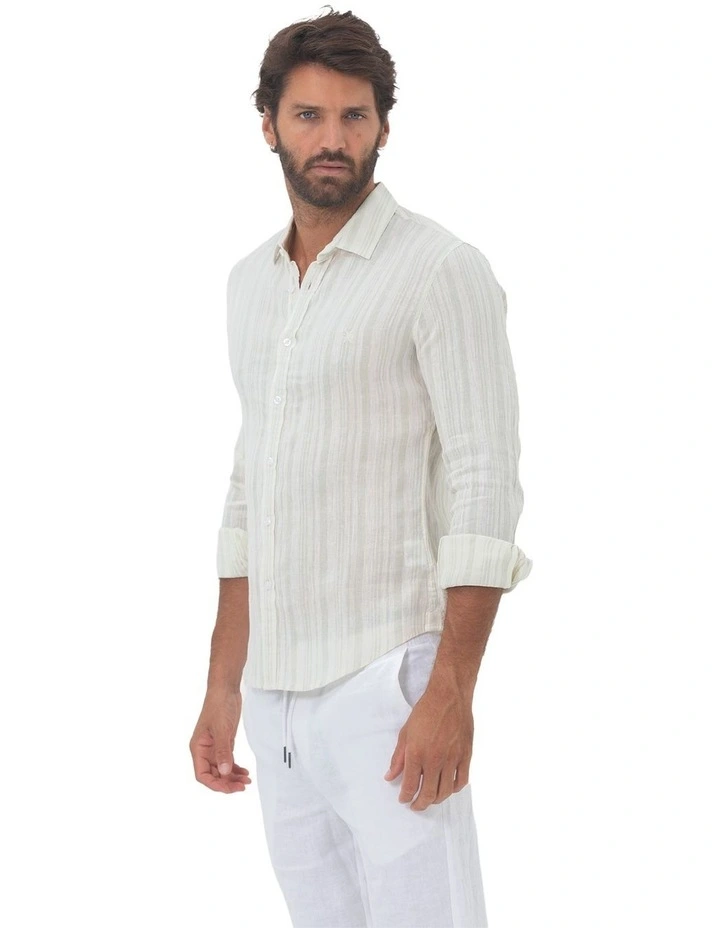 Miami Long Sleeves Linen Shirt in Aqua image 3