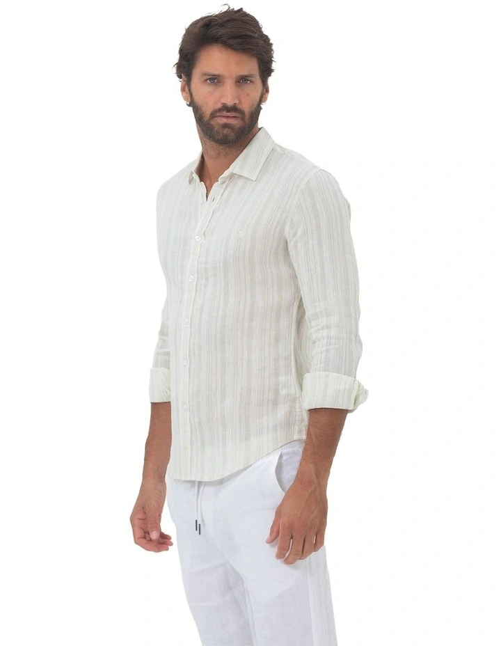 Miami Long Sleeves Linen Shirt in Aqua image 3