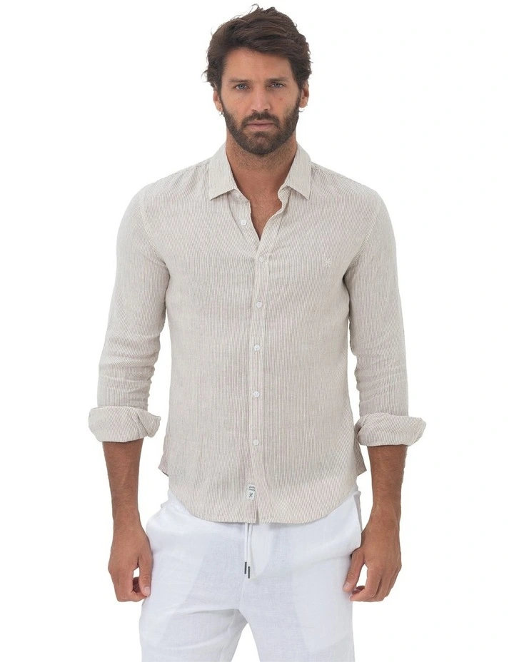 Phoenix Long Sleeves Linen Shirt in Sand image 1