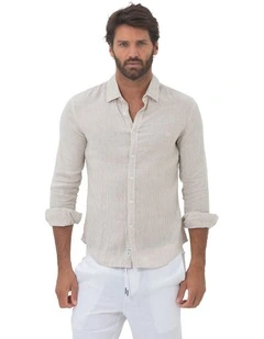 Phoenix Long Sleeves Linen Shirt in Sand