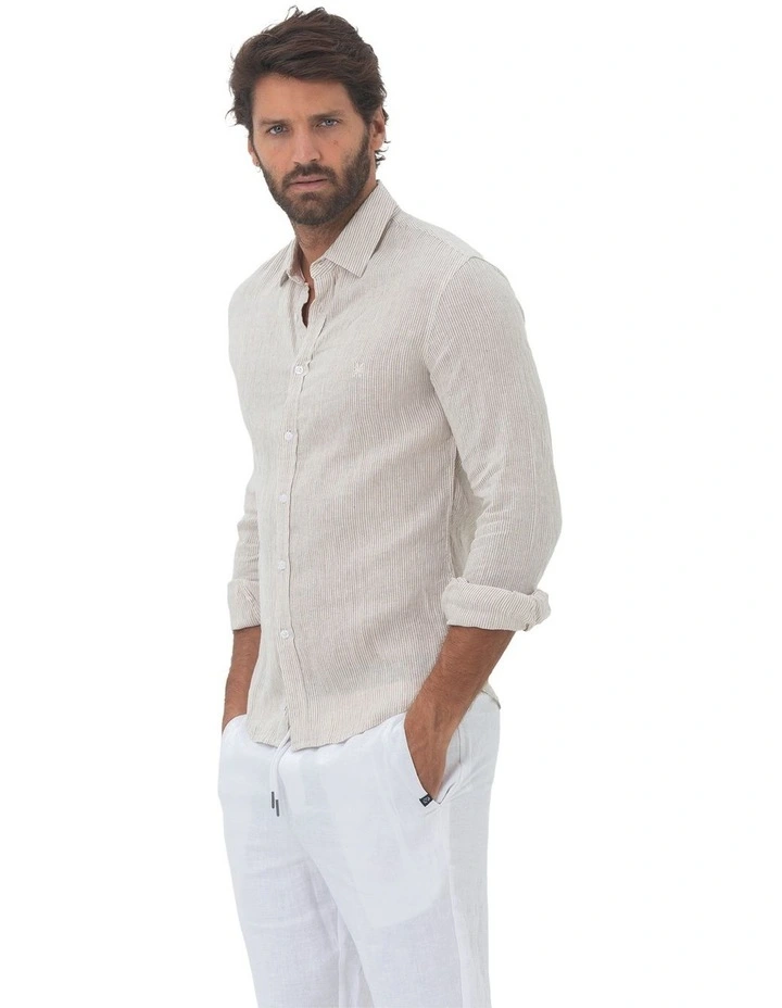 Phoenix Long Sleeves Linen Shirt in Sand image 3