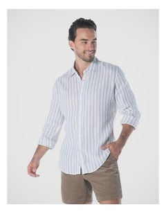 Seattle Long Sleeves Linen Shirt in Grey