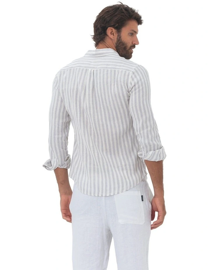 Seattle Long Sleeves Linen Shirt in Grey image 2