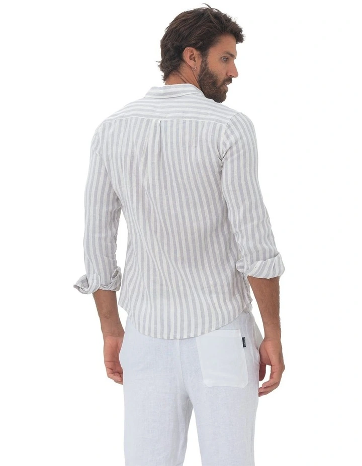 Seattle Long Sleeves Linen Shirt in Grey image 2
