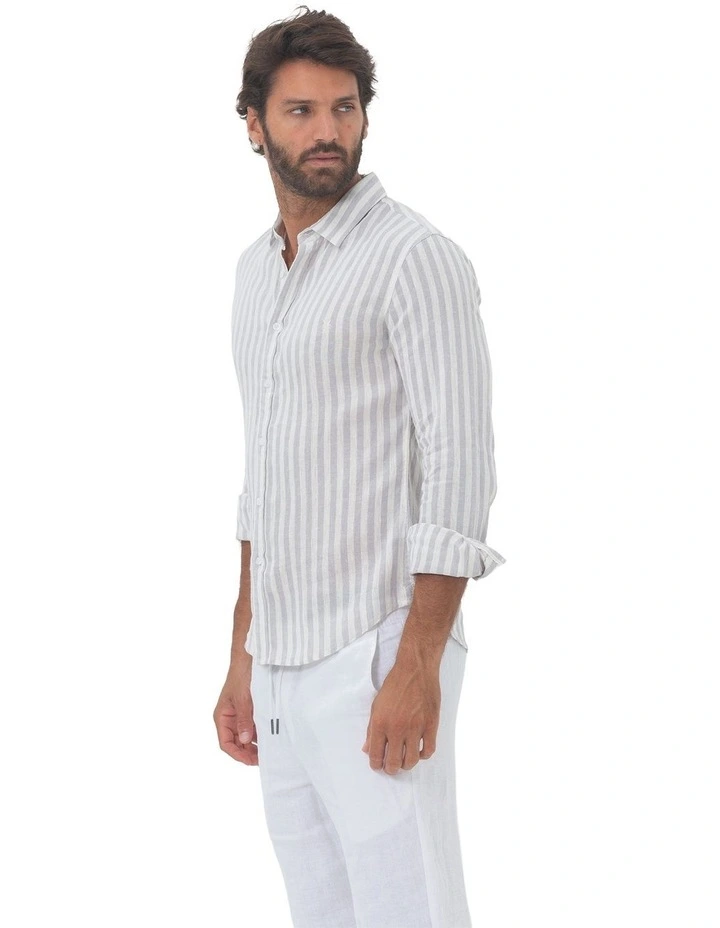 Seattle Long Sleeves Linen Shirt in Grey image 3