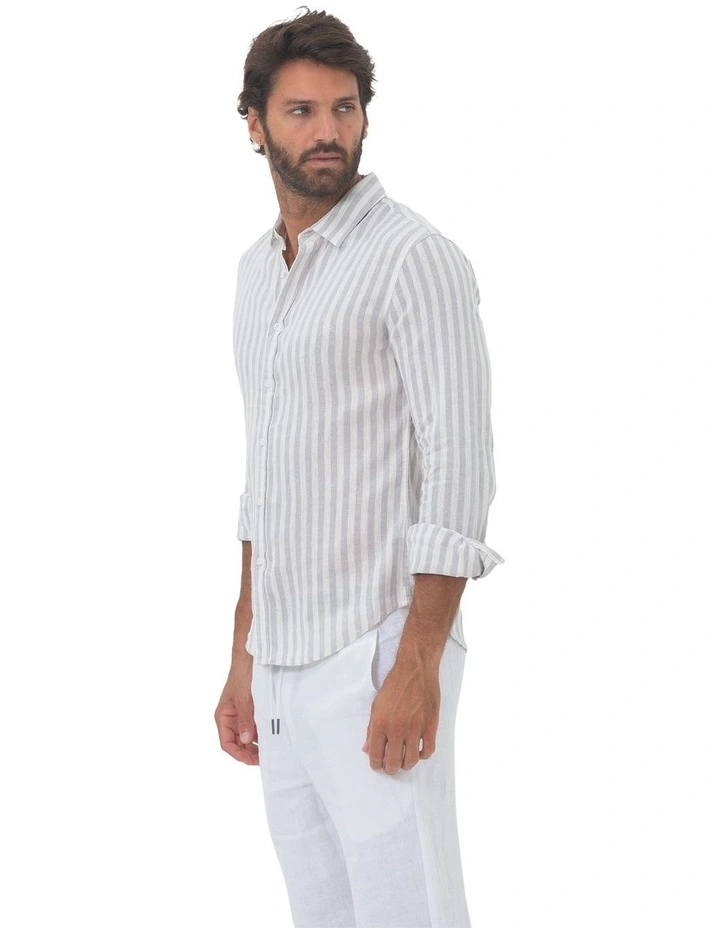 Seattle Long Sleeves Linen Shirt in Grey image 3