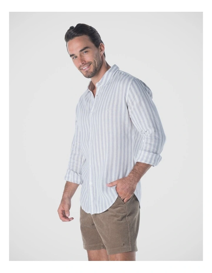 Seattle Long Sleeves Linen Shirt in Grey image 3