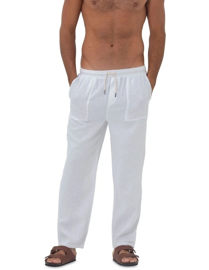 St. Tropez Linen Pant in White image 1