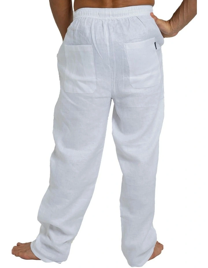 St. Tropez Linen Pant in White image 2