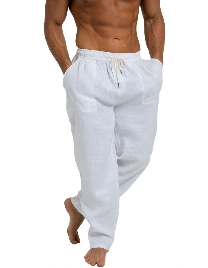 St. Tropez Linen Pant in White image 3