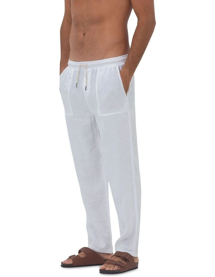 St. Tropez Linen Pant in White image 3