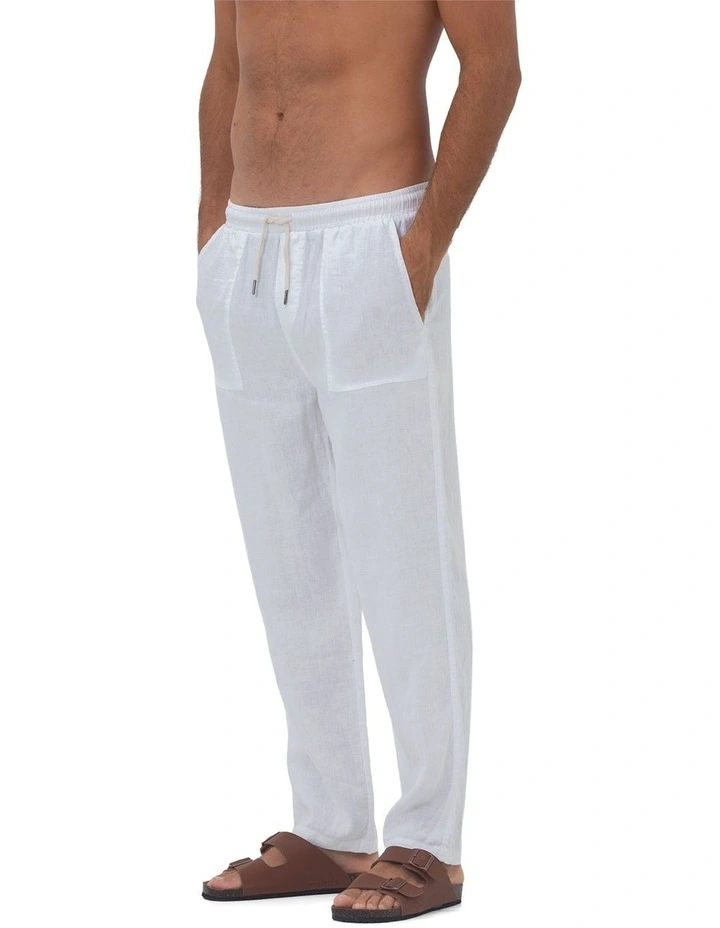 St. Tropez Linen Pant in White image 3
