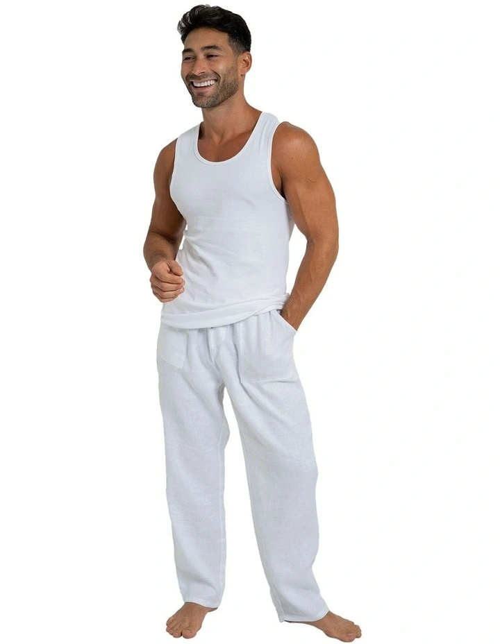 St. Tropez Linen Pant in White image 4
