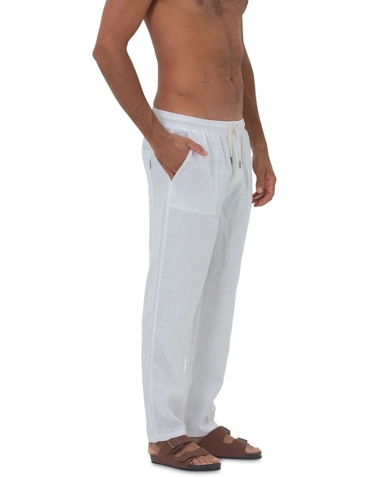 St. Tropez Linen Pant in White image 4