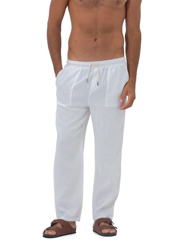 St. Tropez Linen Pant in White image 4
