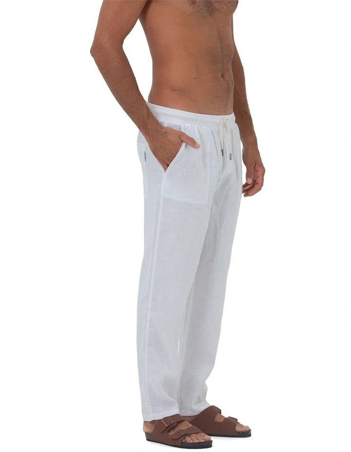 St. Tropez Linen Pant in White image 5