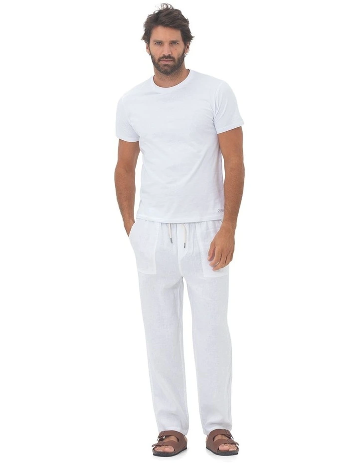 St. Tropez Linen Pant in White image 7
