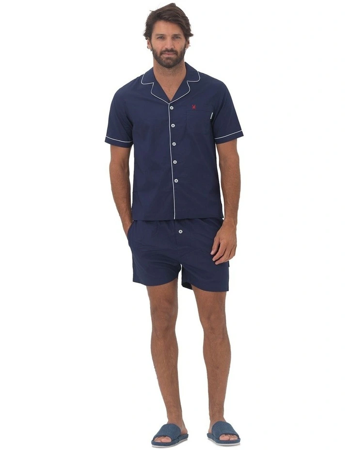 Paris Mens Button Pyjama Set in Blue image 1