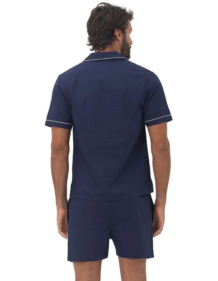 Paris Mens Button Pyjama Set in Blue image 2