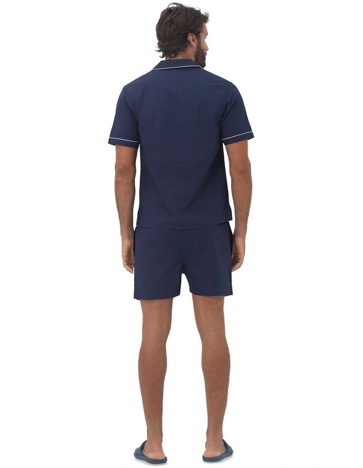 Paris Mens Button Pyjama Set in Blue image 2