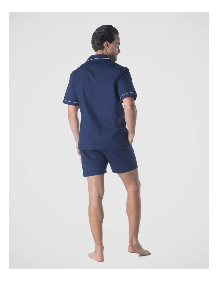 Paris Mens Button Pyjama Set in Blue image 2