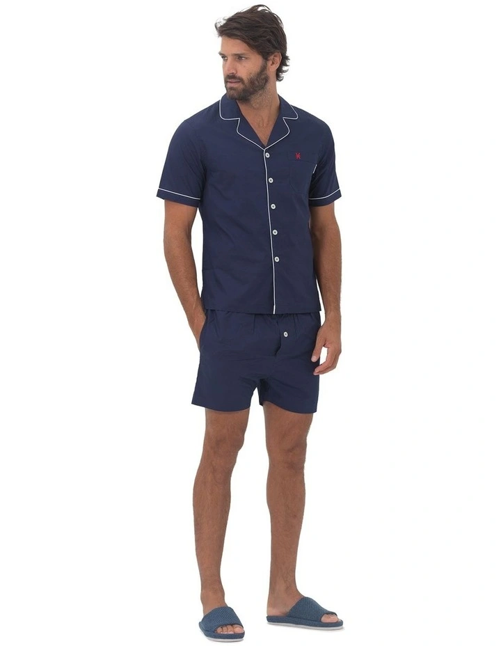 Paris Mens Button Pyjama Set in Blue image 3