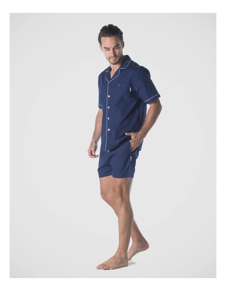 Paris Mens Button Pyjama Set in Blue image 3