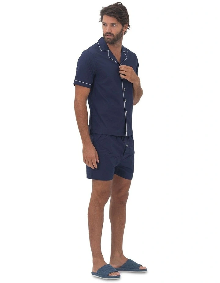 Paris Mens Button Pyjama Set in Blue image 4