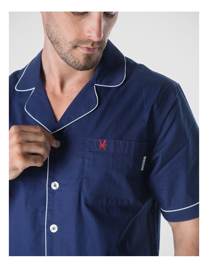 Paris Mens Button Pyjama Set in Blue image 4