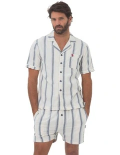 Madrid Mens Button Pyjama Set in Navy