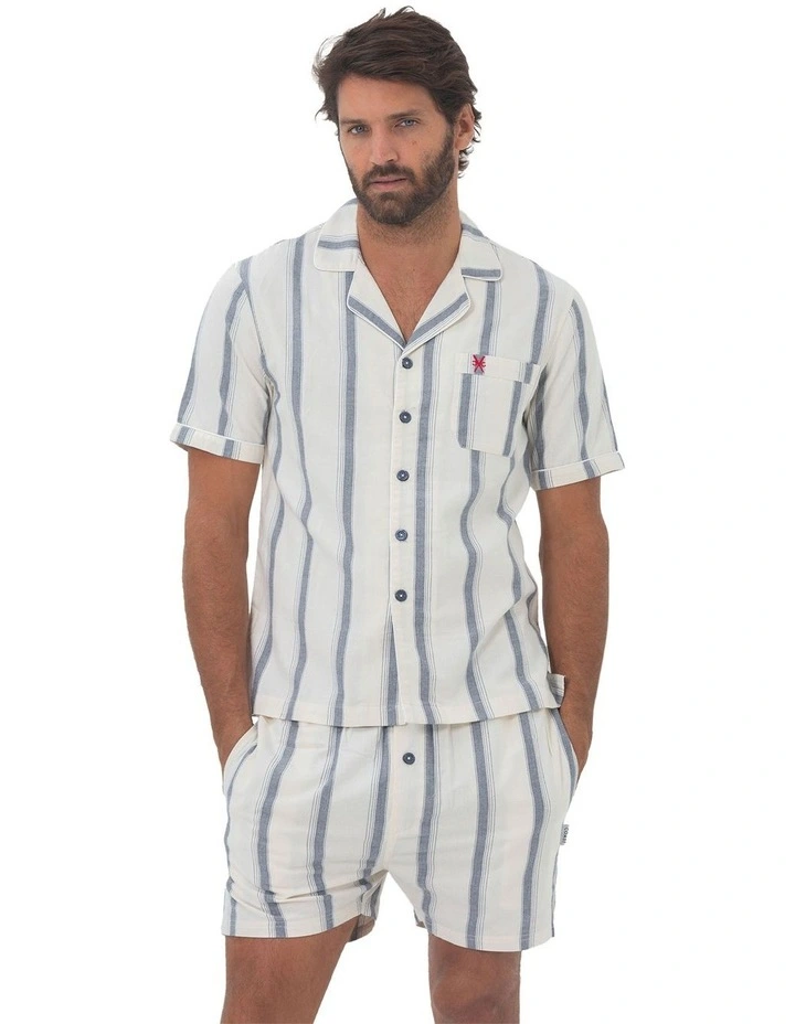 Madrid Mens Button Pyjama Set in Navy image 1