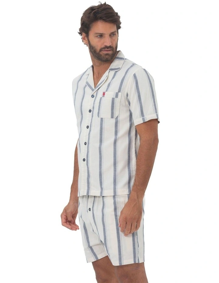 Madrid Mens Button Pyjama Set in Navy image 3