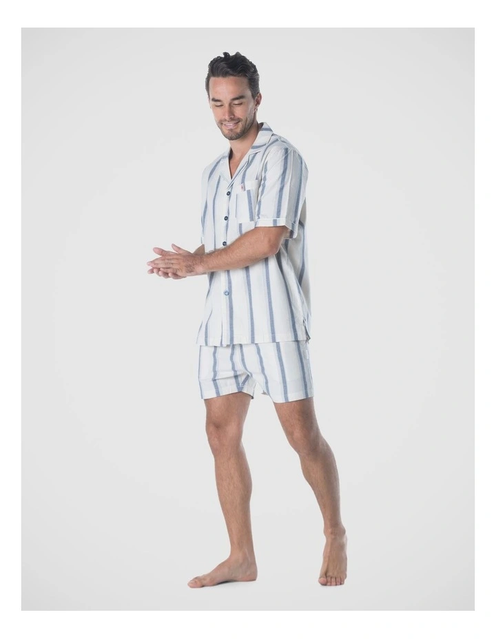 Madrid Mens Button Pyjama Set in Navy image 3