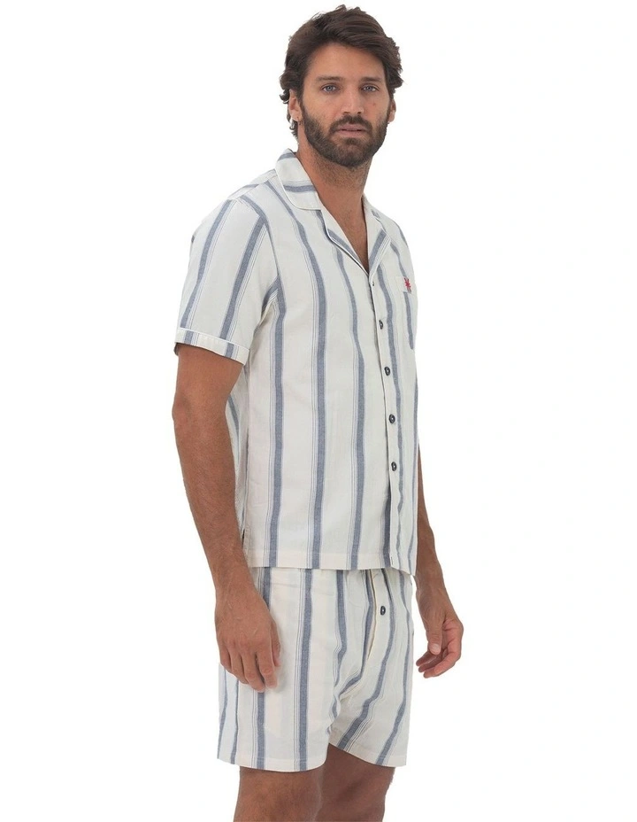 Madrid Mens Button Pyjama Set in Navy image 4