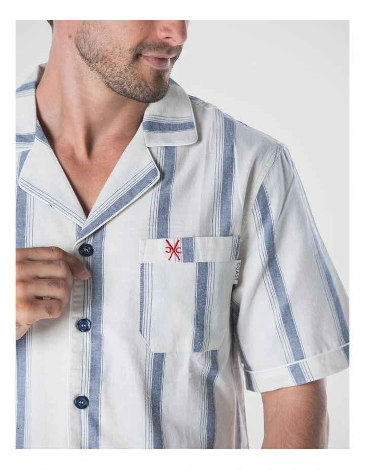 Madrid Mens Button Pyjama Set in Navy image 4