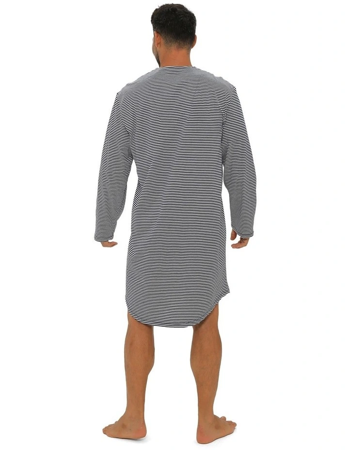 Long Sleeve Stripe Nightshirt Pyjama in Grey image 2