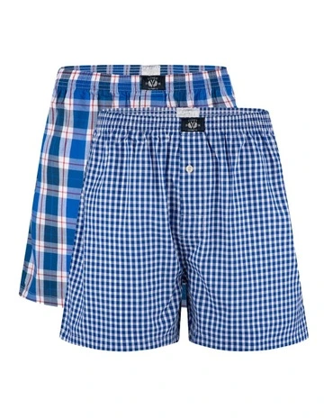 Woven Boxers Two Pack in Blue