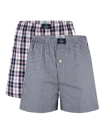 Two Pack Woven Boxers in Grey