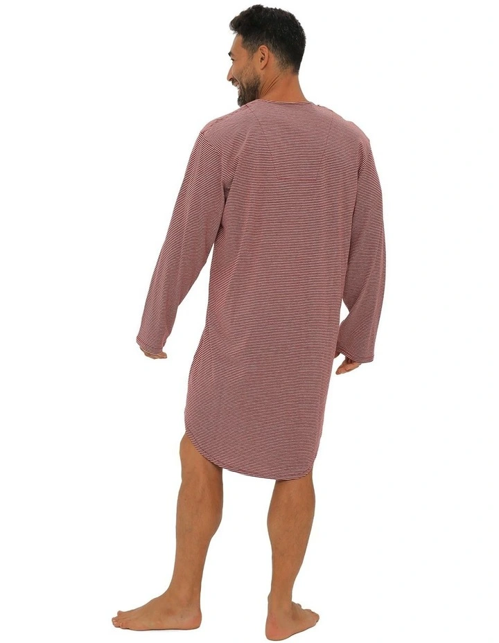 Long Sleeve Stripe Nightshirt in Red image 2