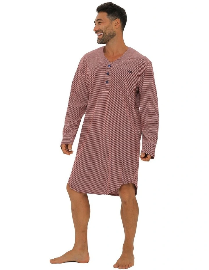 Long Sleeve Stripe Nightshirt in Red image 3