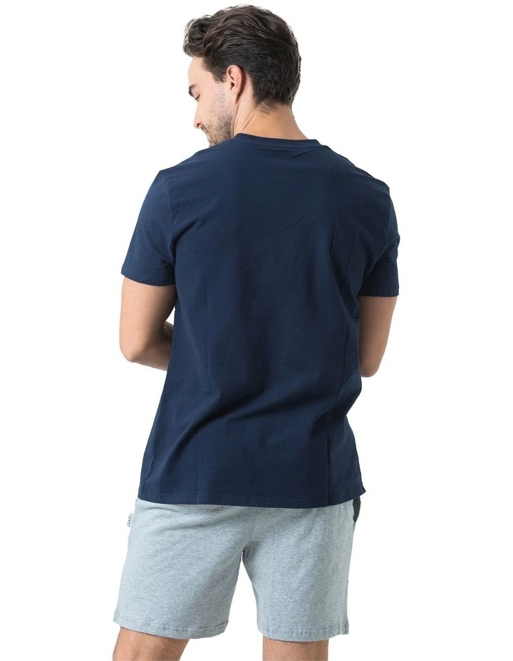 Essential V-Neck Tee in Navy image 2