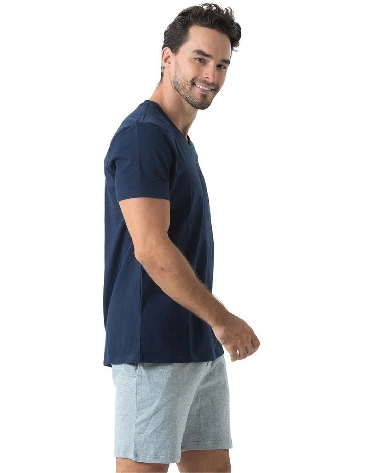 Essential V-Neck Tee in Navy image 3
