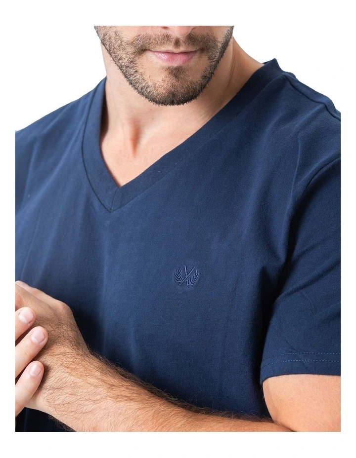 Essential V Neck Tee in Navy image 4