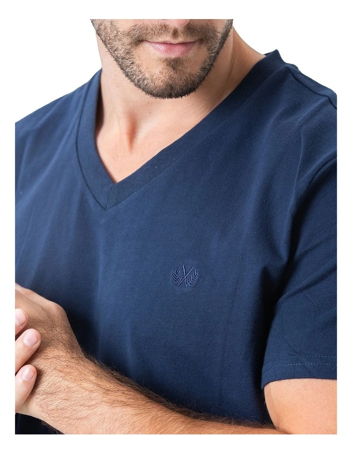 Essential V-Neck Tee in Navy image 4