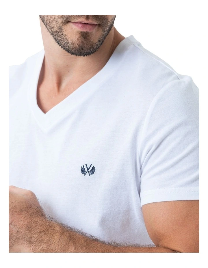 Essential V Neck Tee in White image 4