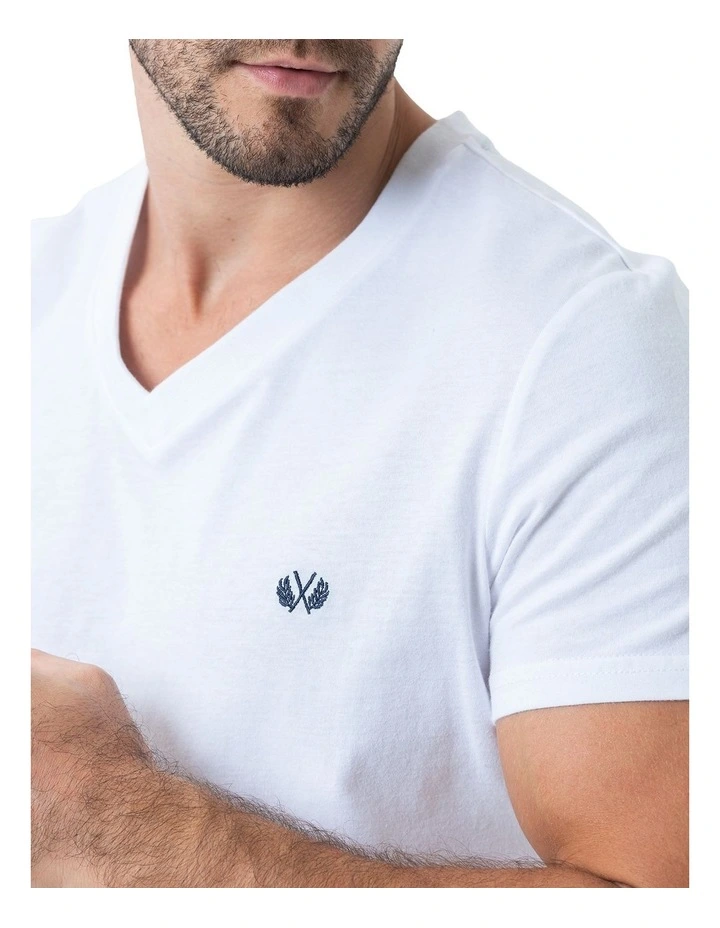 Essential V-Neck Tee in White image 4