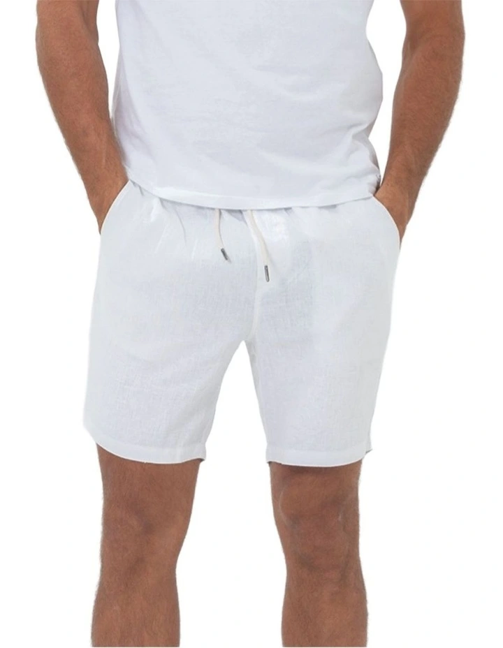 Linen Short in White image 6